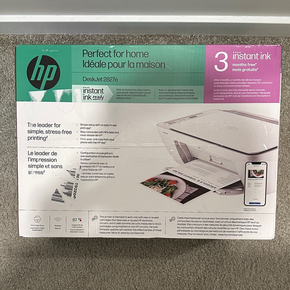 HP White DeskJet 2827e All-in-One Printer - Picture 4 of 16